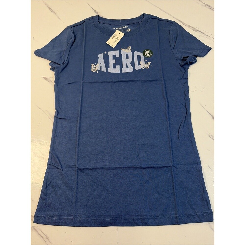 AERO Classic Crew Shirt Women's Butterfly Short Sleeve Size Medium